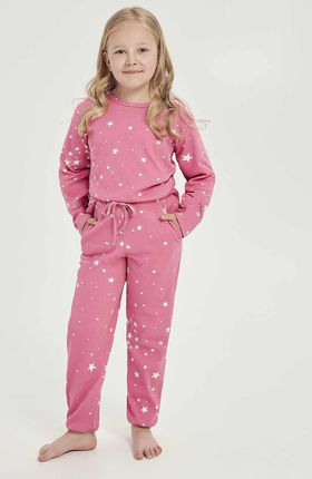 Różowa piżama dziewczęca z wzorem w gwiazdki marki Taro