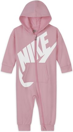 Pajacyk z zamkiem na całej długości dla niemowląt (0–9 M) Nike - Różowy