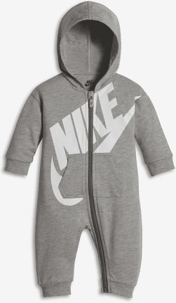 Pajacyk z zamkiem na całej długości dla niemowląt (0–9 M) Nike - Szary