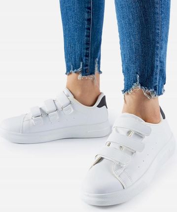 Sportowe obuwie damskie białe trampki na rzepy sneakersy 27574 rozmiar 40