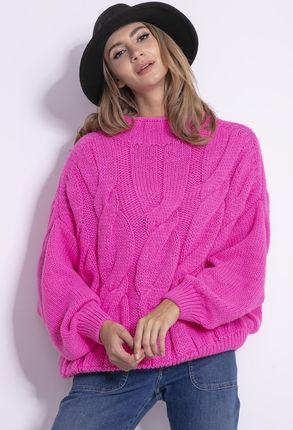 Sweter damski oversize, różowy, Fobya