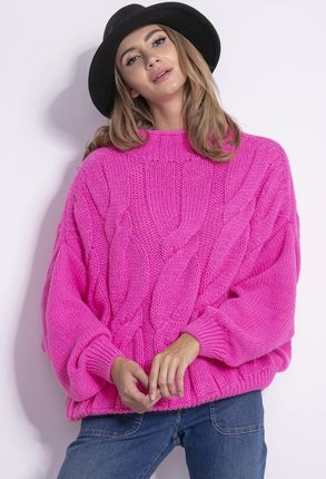 Sweter damski oversize, różowy, Fobya