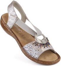 Zdjęcie Komfortowe sandały damskie wsuwane z gumką metallic Rieker 60880-90 - Toruń