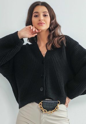 Zapinany sweter oversize czarny