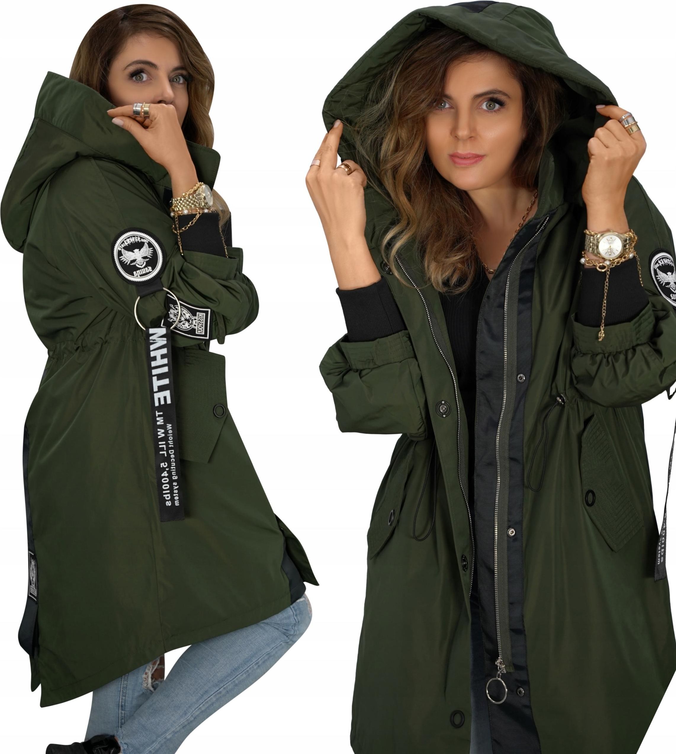 Kurtka Parka z kapturem Wiosenna Wild khaki L - Ceny i