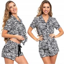 Zdjęcie Piżama Damska Rozpinana Wiskoza Dwuczęściowa Letnia Krótka Zebra M Moraj - Dąbrowa Tarnowska