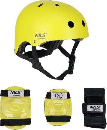 Nils Extreme Zestaw Kask Z Ochraniaczami Żółty Mr290+H230 S