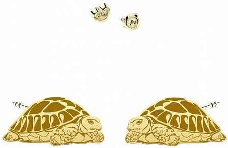 Złote Kolczyki z Żółwiem Żółw Wkrętki Srebro 925 Dedykacja Prezent Biżuteria