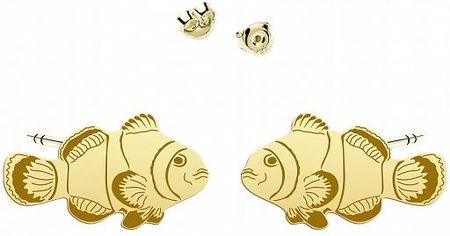 Złote Kolczyki Ryba Nemo Sztyfty Srebro 925 Dedykacja Prezent Biżuteria