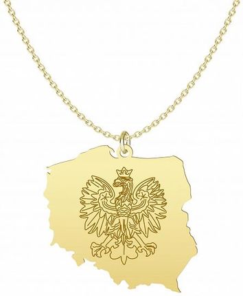 Złoty Naszyjnik Mapa Polski Łańcuszek 925 Grawer Dedykacja Prezent