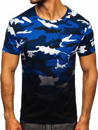 T-shirt Męski Koszulka Z Nadrukiem Moro Niebieska S808 Denley_m