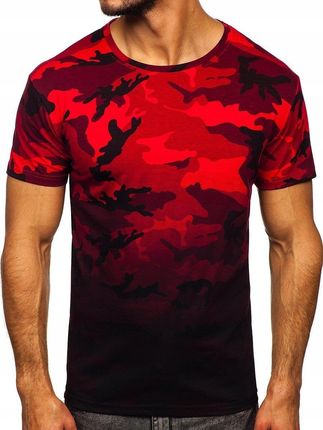 T-shirt Męski Koszulka Z Nadrukiem Moro Czerwona S808 Denley_l