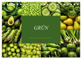 GRÜN - Gemüse und Obst - Knackig und Frisch (Tischkalender 2025 DIN A5 quer), CALVENDO Monatskalender