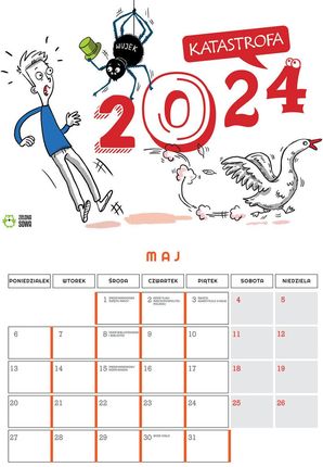 Kalendarz ścienny 2024 miesięczny Zielona Sowa komiks