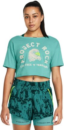 Damska koszulka treningowa Under Armour Project Rock Balance Graphic T - turkusowa