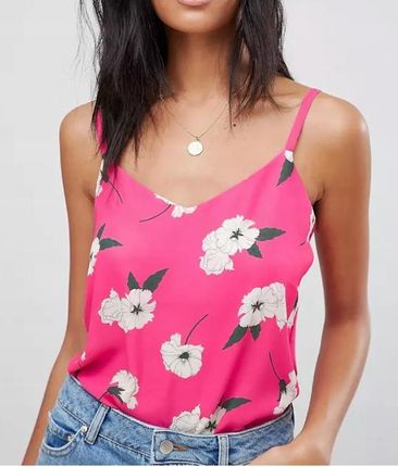 Nowa Bluzka damska Top na ramiączkach koszulka W Kwiaty róż Warehouse