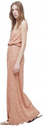 Mango zim Koronka Różowa Maxi Sukienka XL