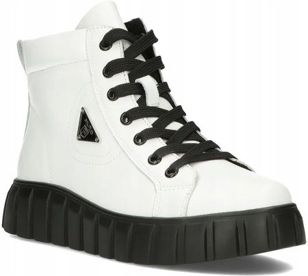 Buty damskie botki skórzane trzewiki na platformie Filippo r.40