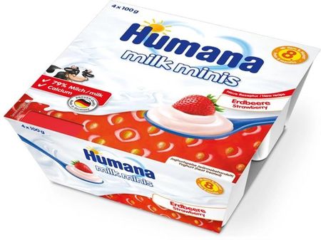 Humana Milk Minis Deserek Jogurtowy O Smaku Truskawkowym Po 8 Miesiącu 400g 4x100g