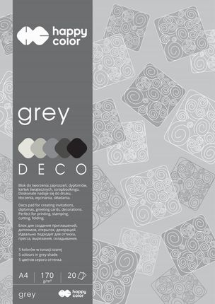 Happy Color Deco Grey Blok A4 170G 20 Arkuszy W Tonacji Szarej