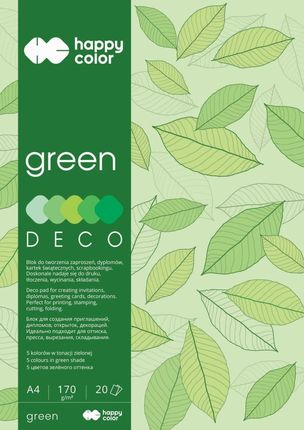 Happy Color Deco Green Blok A4 170G 20 Arkuszy W Tonacji Zielonej