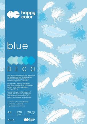Happy Color Deco Blue Blok A4 170G 20 Arkuszy W Tonacji Niebieskiej
