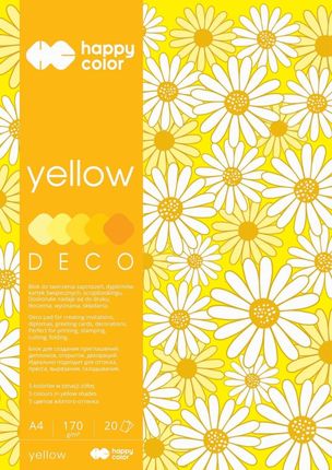 Happy Color Deco Yellow Blok A4 170G 20 Arkuszy W Tonacji Żółtej