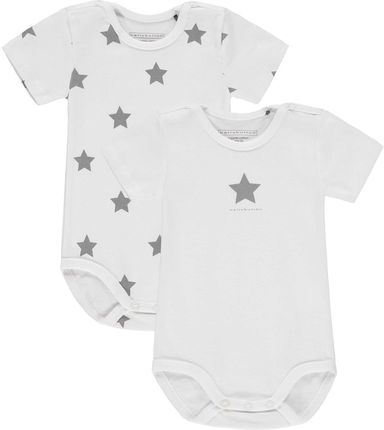 Body niemowlęce 2-pak krótki rękaw, białe z gwiazdkami, Bellybutton
