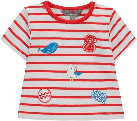 T-shirt niemowlęcy, czerwono-biały, paski, Kanz