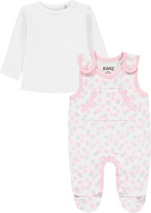 Różowo-biały komplet niemowlęcy bluzeczka + śpiochy Kanz