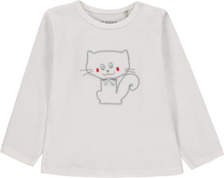 Niemowlęca biała bluzka z nadrukiem kotka Kanz