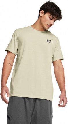 Męski t-shirt z nadrukiem Under Armour UA M Logo Emb Heavyweight SS - beżowy