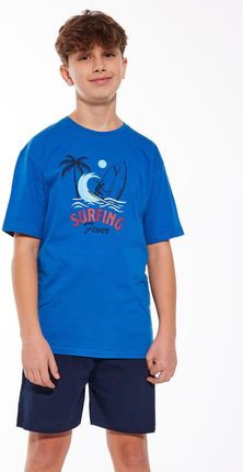 Piżama chłopięca Surfing krótki ręk 134-164 (158-164, niebieski)