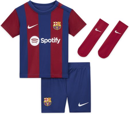 Trzyczęściowy strój dla niemowląt i maluchów Nike Dri-FIT FC Barcelona 2023/24 (wersja domowa) - Niebieski