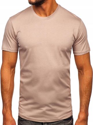 T-shirt Bawełniany Koszulka Męska Bez Nadruku Jasno-brązowa 0001 Denley_xl