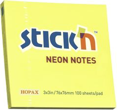 Zdjęcie Hopax Stick'N Neon Notes Karteczki Samoprzylepne Żółte - Dębica