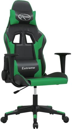 vidaXL Fotel gamingowy, czarno-zielony, sztuczna skóra (3143690)