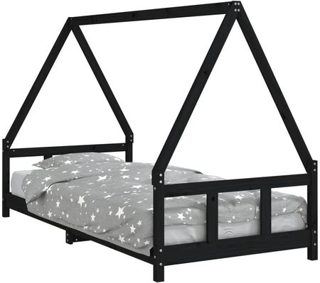 Zakito Lite Drewno Sosnowe Łóżko-Domku Dla Dzieci Czarne / Aaaloe