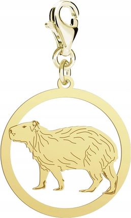 Charms Złoty z Kapibarą Prezent Biżuteria Zawieszka 925 ŻYCZENIA GRATIS