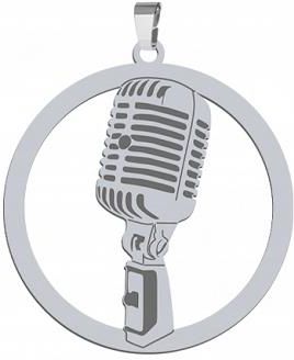 Zawieszka Srebrna Mikrofon 925 Prezent dla Muzyka GRAWER DEDYKACJA GRATIS