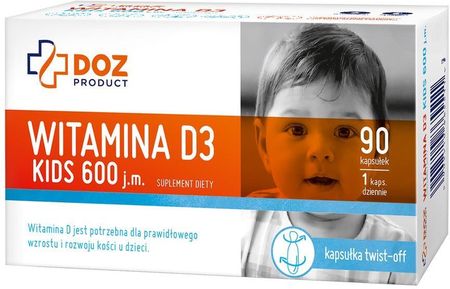 Doz Product Witamina D3 Kids 600 J.M. 90Kaps Twist-Off