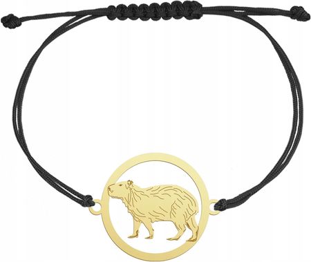 Bransoletka Złota Kapibara Sznurek Biżuteria Prezent GRAWER GRATIS