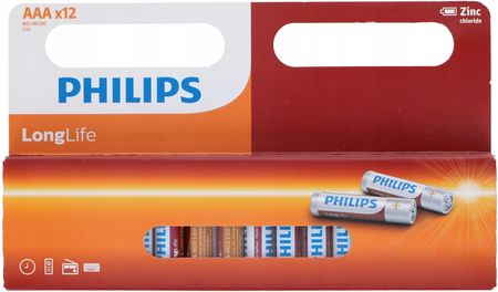 Philips Longlife Małe Paluszki AAA 1,5V (R3) 12 Szt.