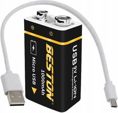 Moto-Mer Akumulator 9V Microusb 1000Mah 6F22 6Lr61 522 E-Block R9 Kabel Zasilający