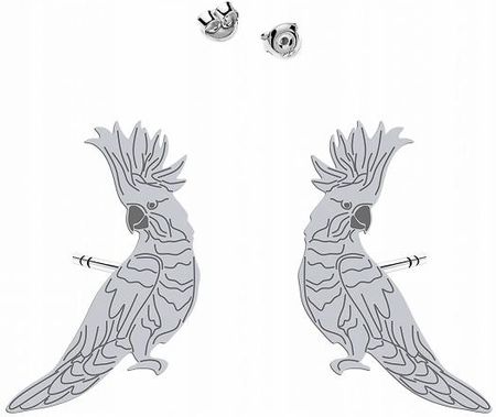 Kolczyki Srebrne Papuga Kakadu Wkrętki 925 Dedykacja Prezent Biżuteria