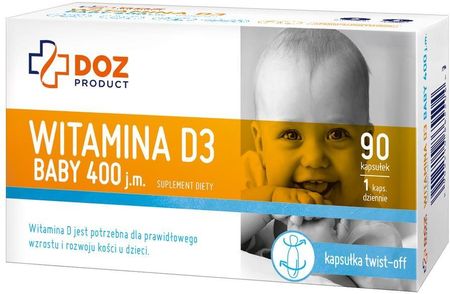 Doz Product Witamina D3 Baby 400 J.M. 90Kaps Twist-Off
