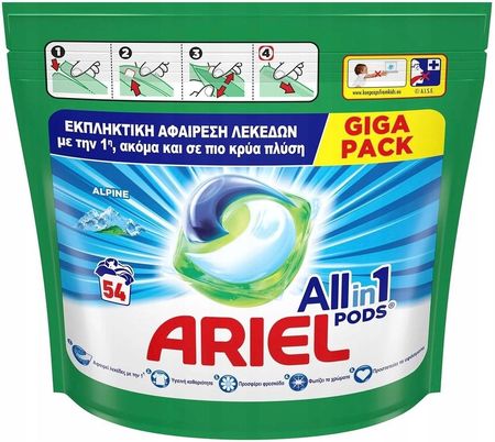 Ariel All in 1 Pods Alpine Uniwersalne Kapsułki do prania 54 szt Mountain 