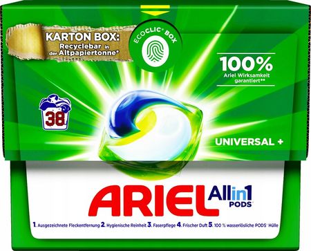 Ariel Kapsułki do prania All-in-One 3in1 UNIVERSAL+ 38 szt.