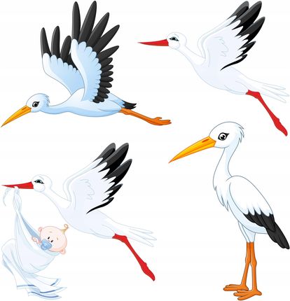 Naklejki Na Białej Folii Meble Ścienne Bociany Bociań Ptaki Wiosna