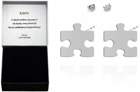 Radziszewska Kolczyki Srebrne Puzzle Sztyfty Srebro 925 Prezent Biżuteria Dedykacja